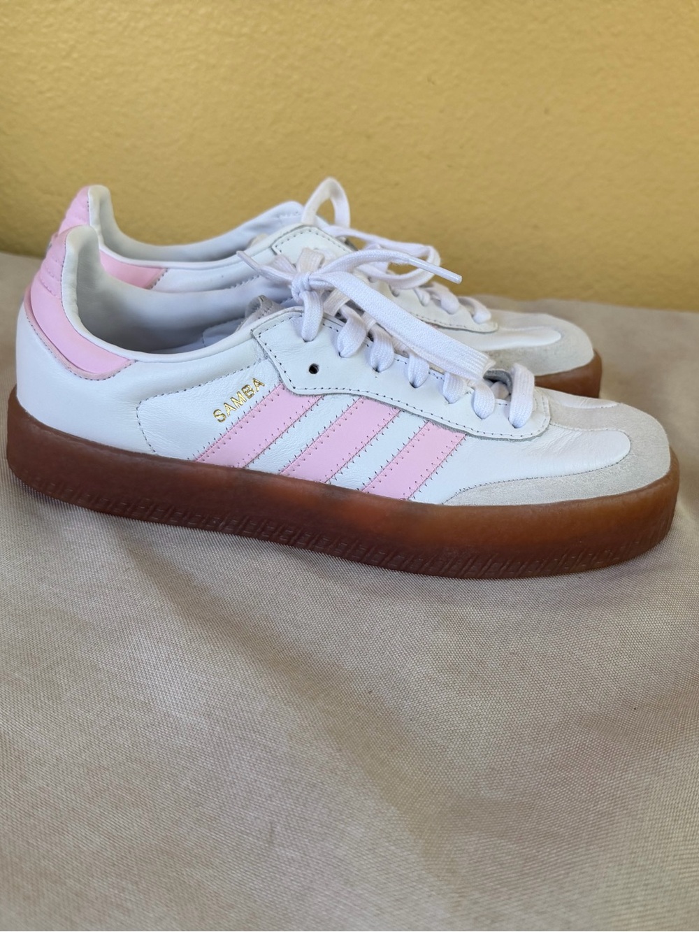 Adidas Originals Samba OG Off White Pink Leather Sneakers Size 7 Like New! - Picture 3 of 9
